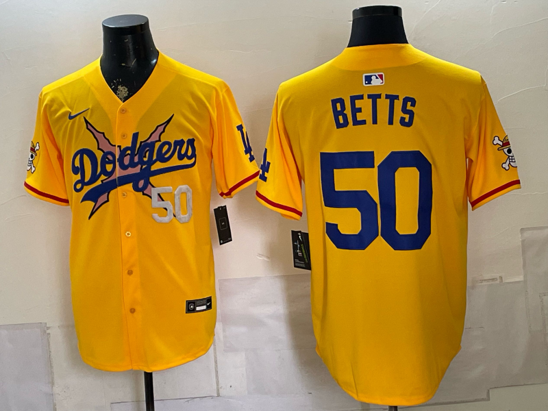 men Los Angeles Dodgers #50 Betts yellow Game 2026 Nike MLB Jersey 0716002